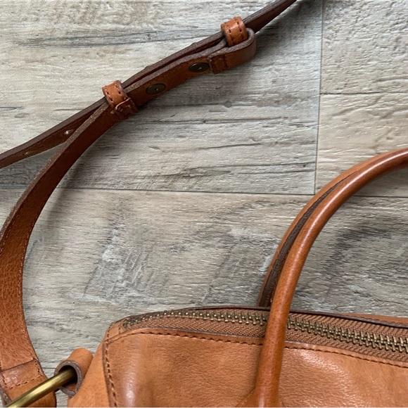 Madewell Prague Satchel Leather Tan Crossbody Bag Water Stains - Picture 6 of 16